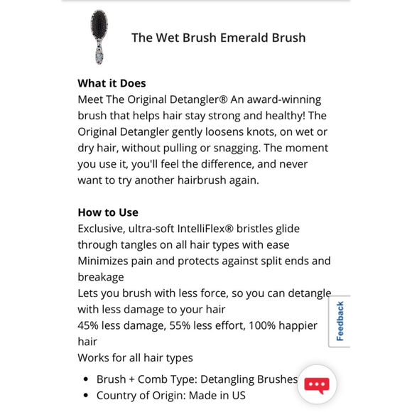 Unisex Emerald Wet Brush Original Detangler Hair Brush - White/Multicolor - Picture 6 of 6